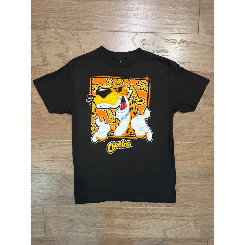 Cheetos T-Shirt Mens Medium Black Cotton Chester Cheetah Graphic Tee Regular Fit